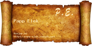 Papp Elek névjegykártya